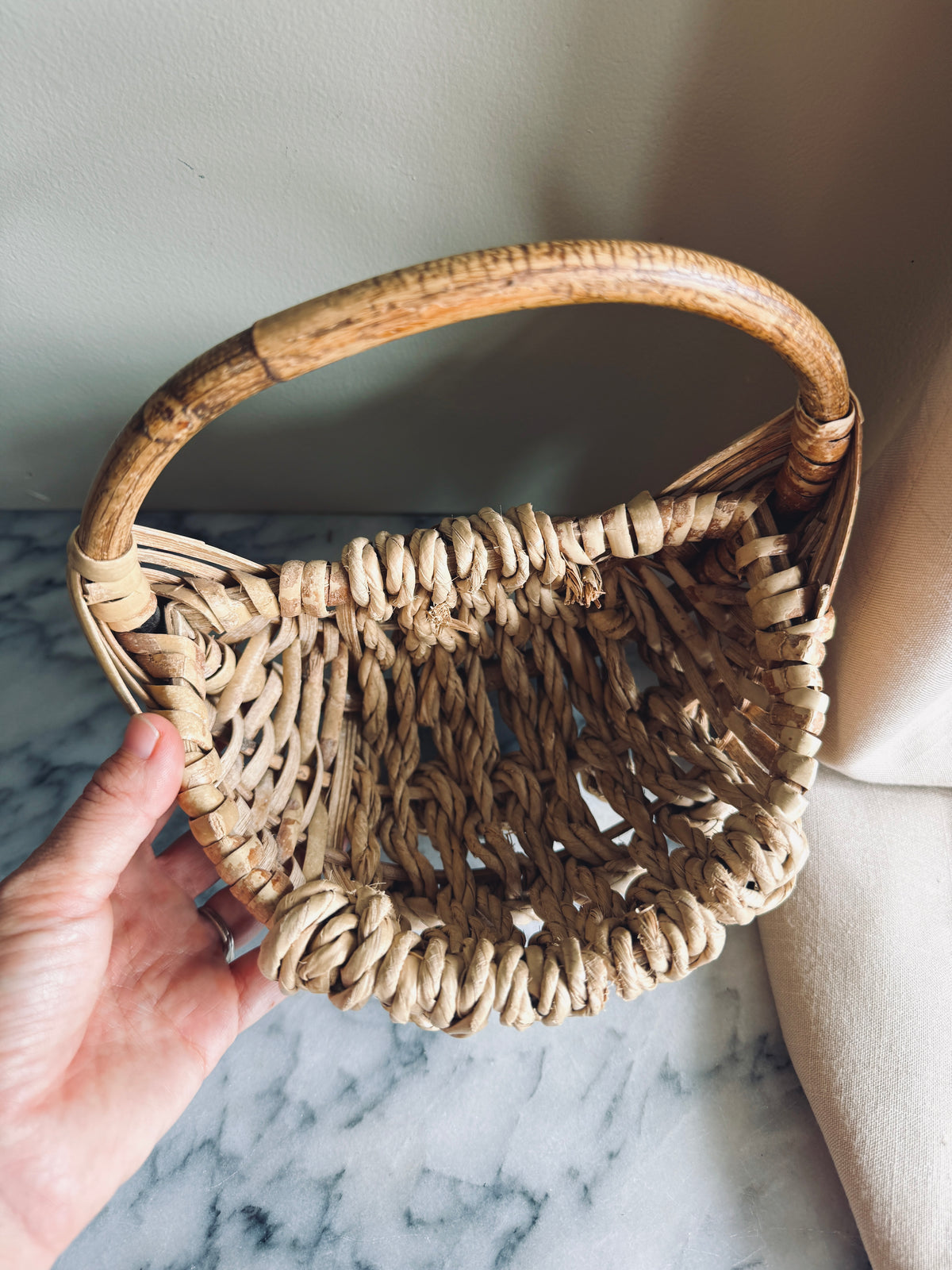 Handmade woven wall basket planter