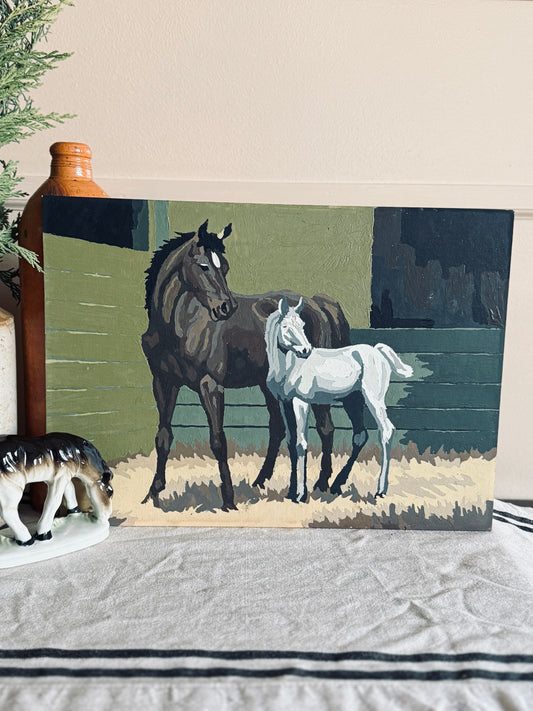 Vintage horse paint by number on board