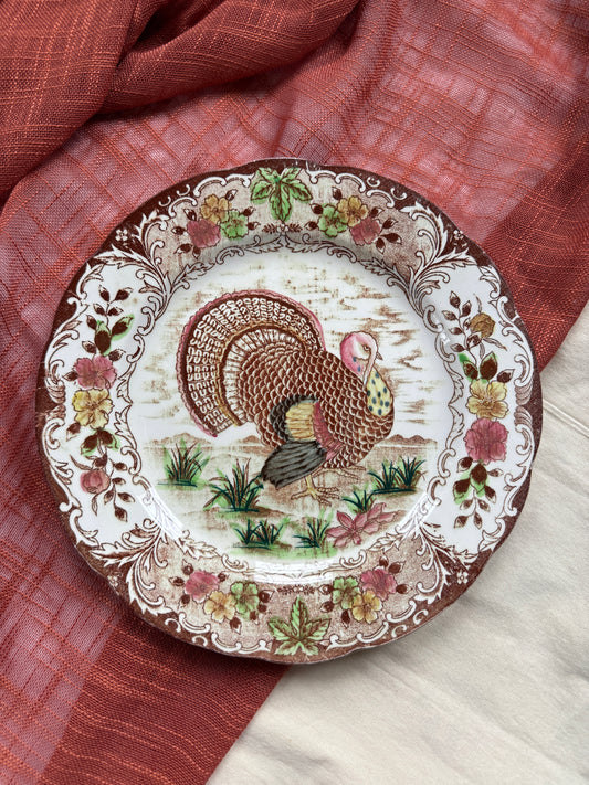 Vintage Turkey Transferware Dinner Plate