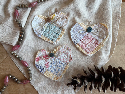 Handmade Quilted Heart Ornaments