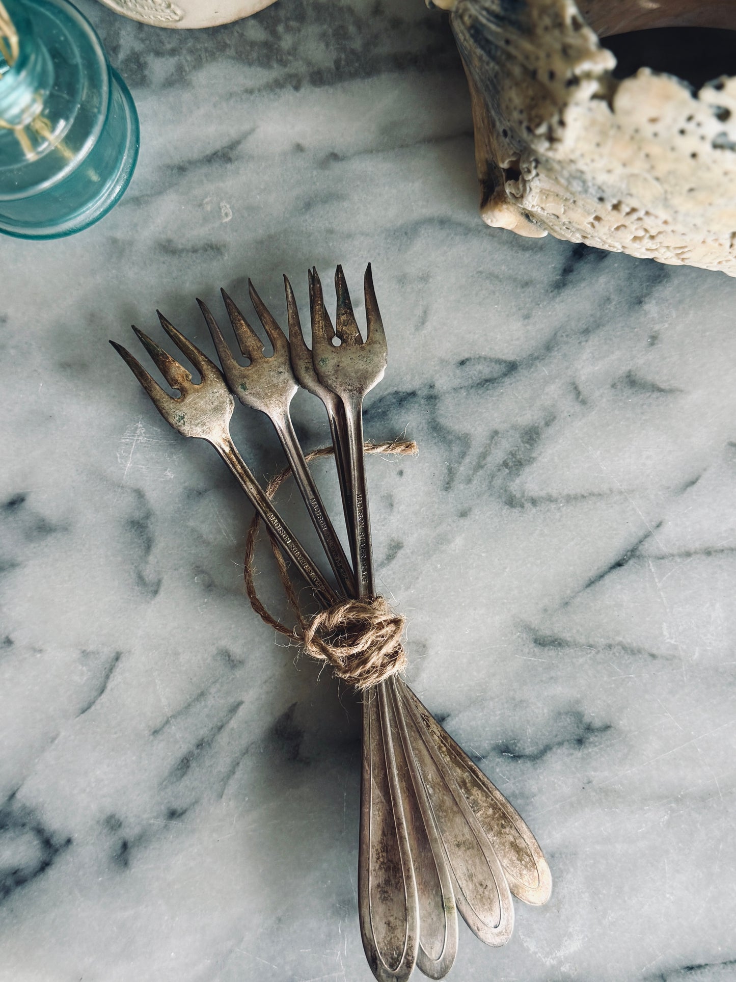 Four Silver Seafood Forks