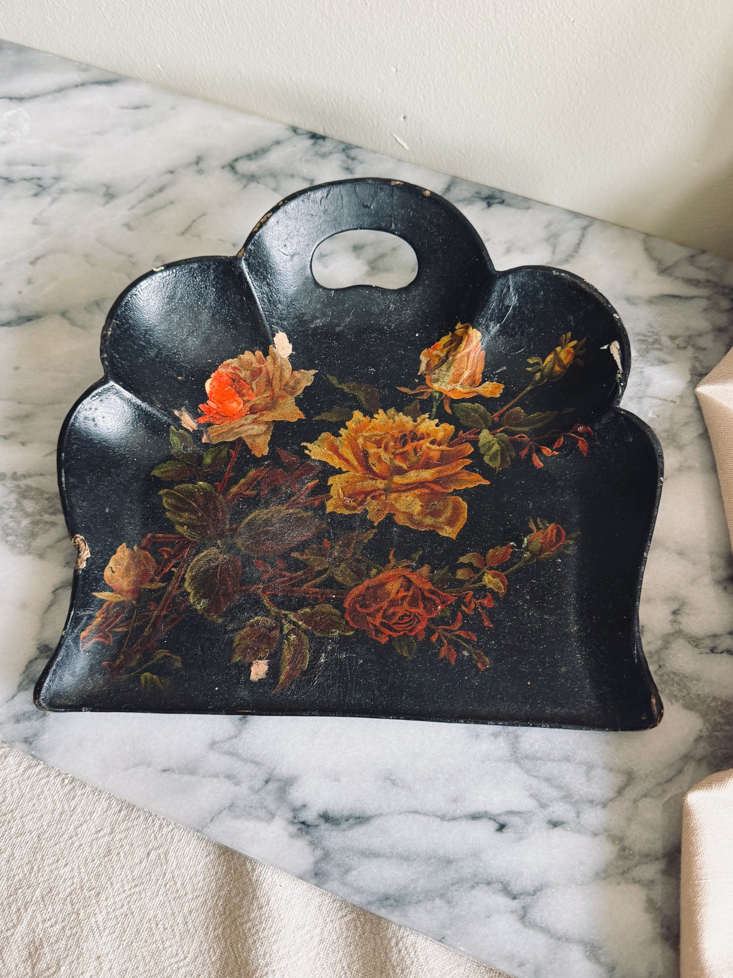 Victorian paper mache silent butler crumb tray