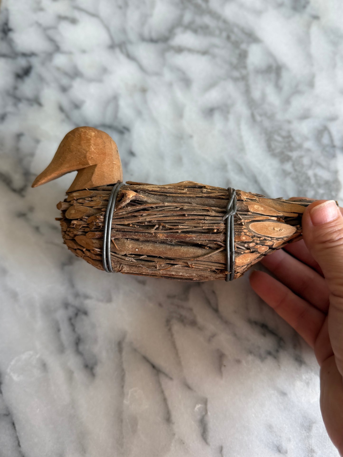 Folk art twig duck