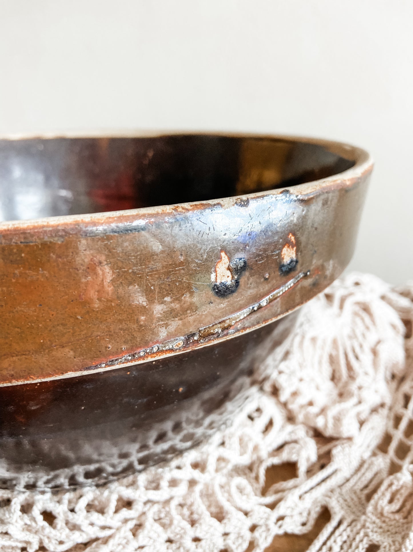 Brown Stone Ware, Mixing Bowl, Primitive Crockery, Farmhouse Decor,