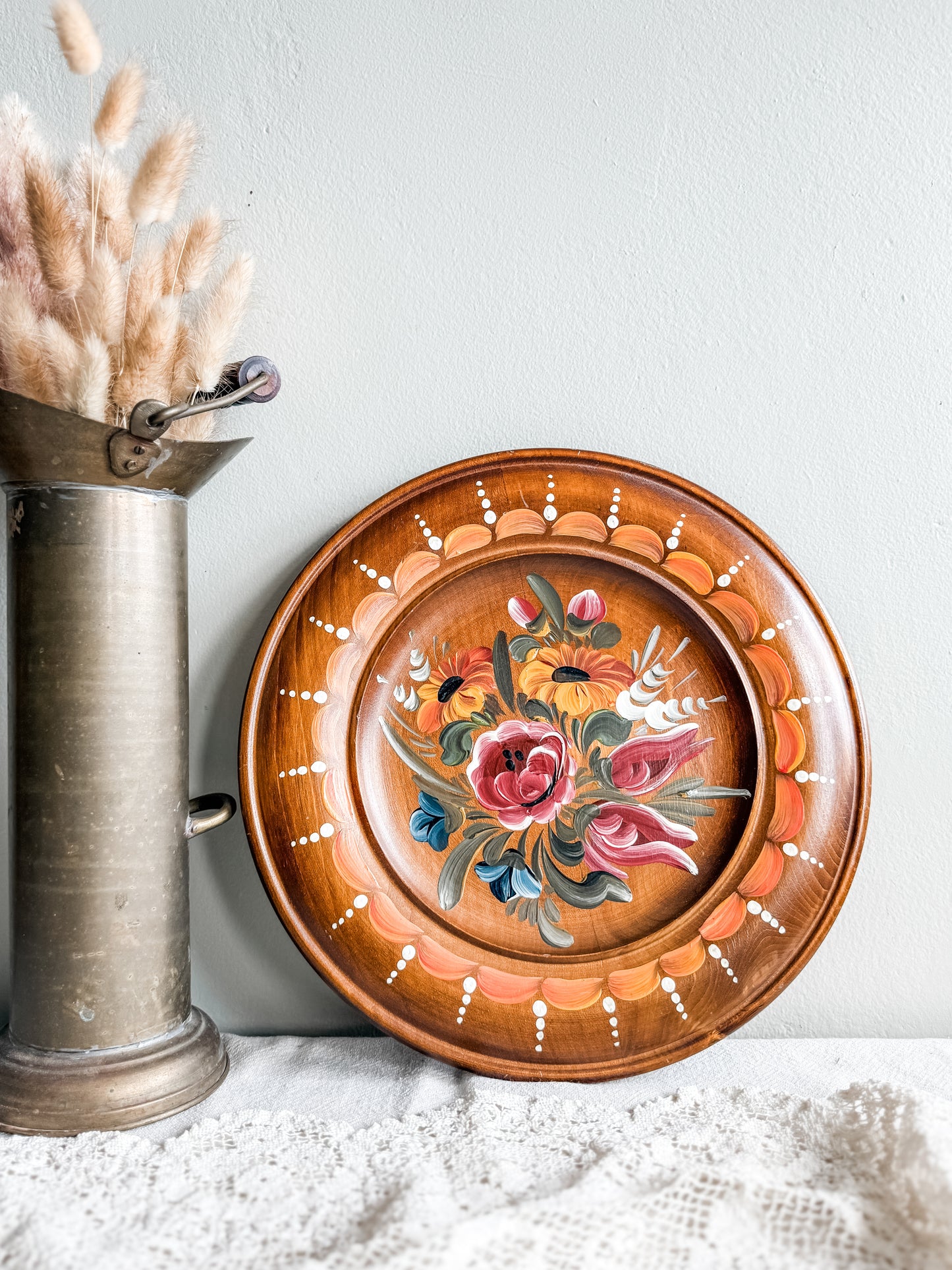 Rosemaling Wooden Plate