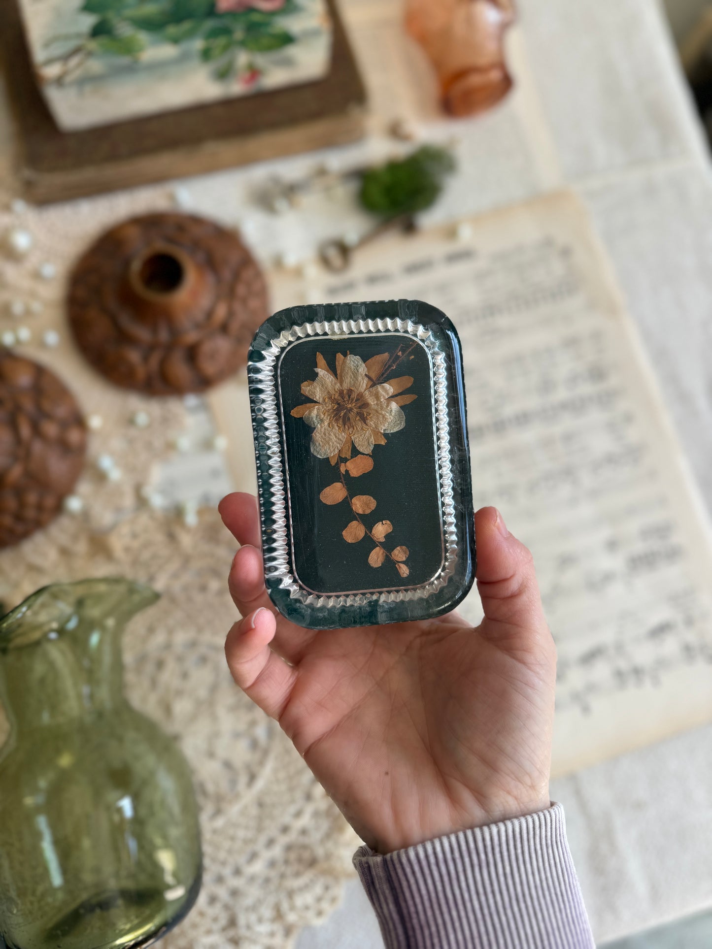 Dried floral paper weight