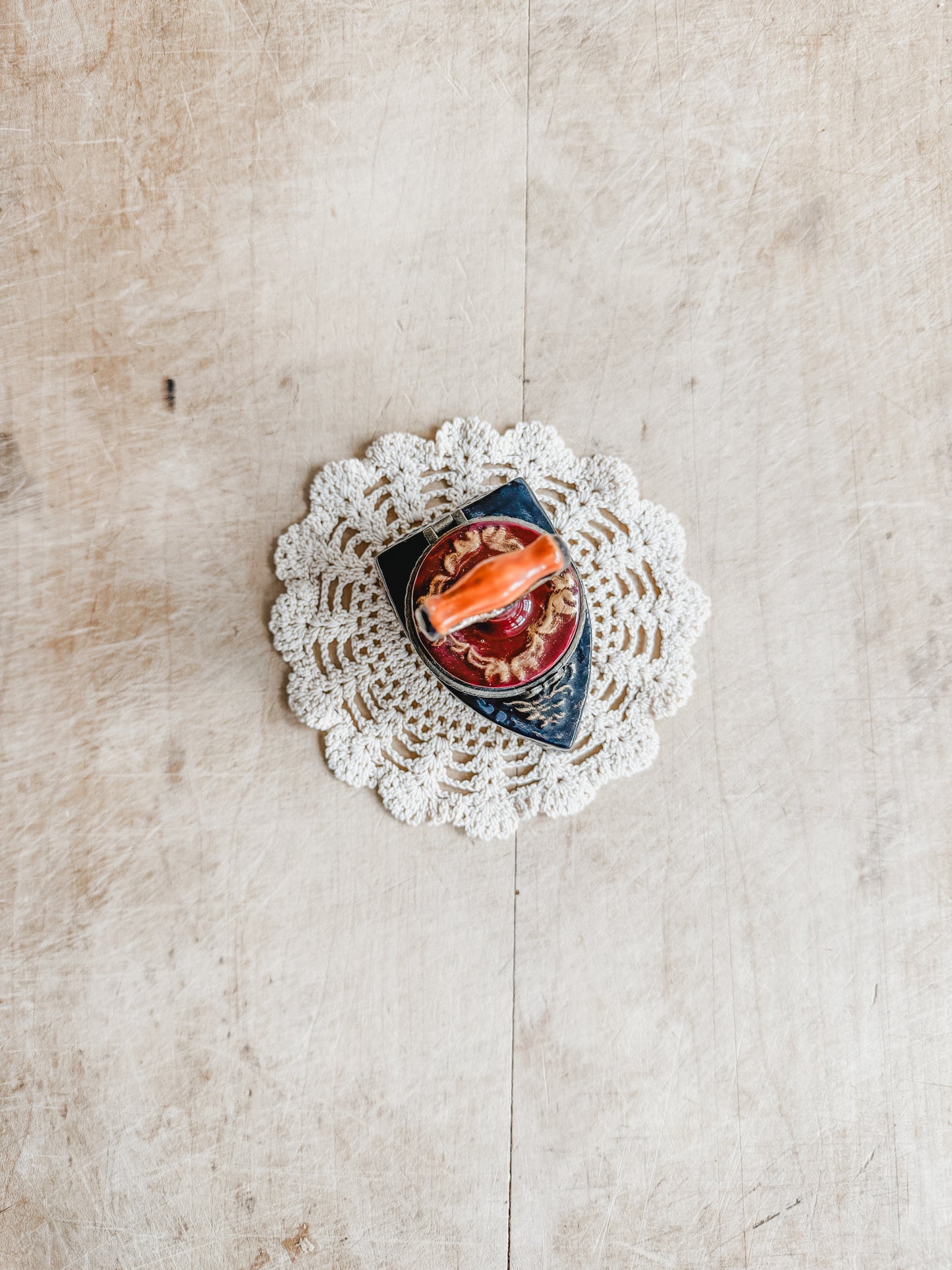 Porcelain Iron Trinket Box with clasp