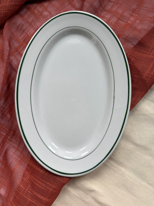 Restaurant ware white with green stripe  platter