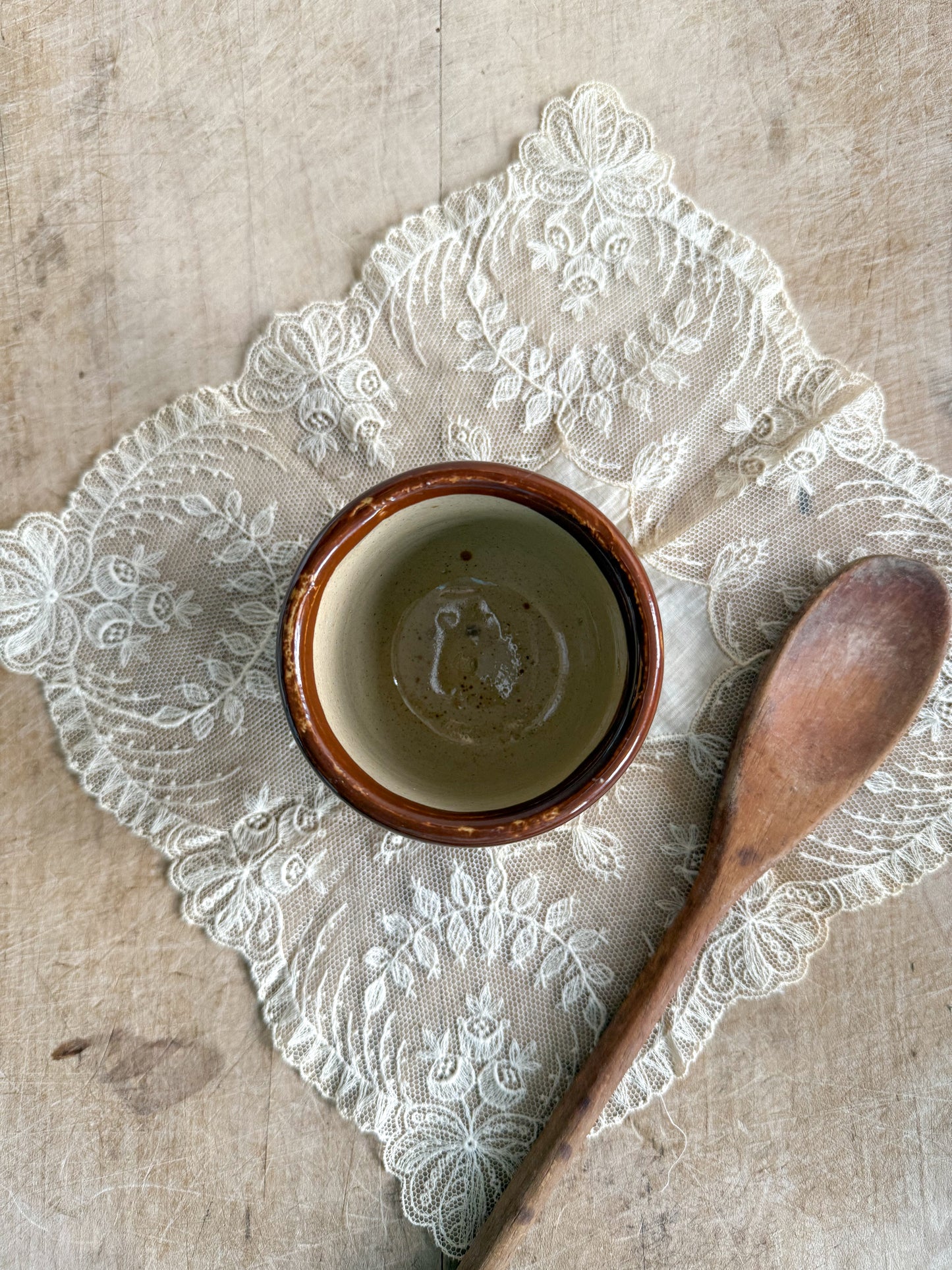 Small Brown Stoneware Cream Pot