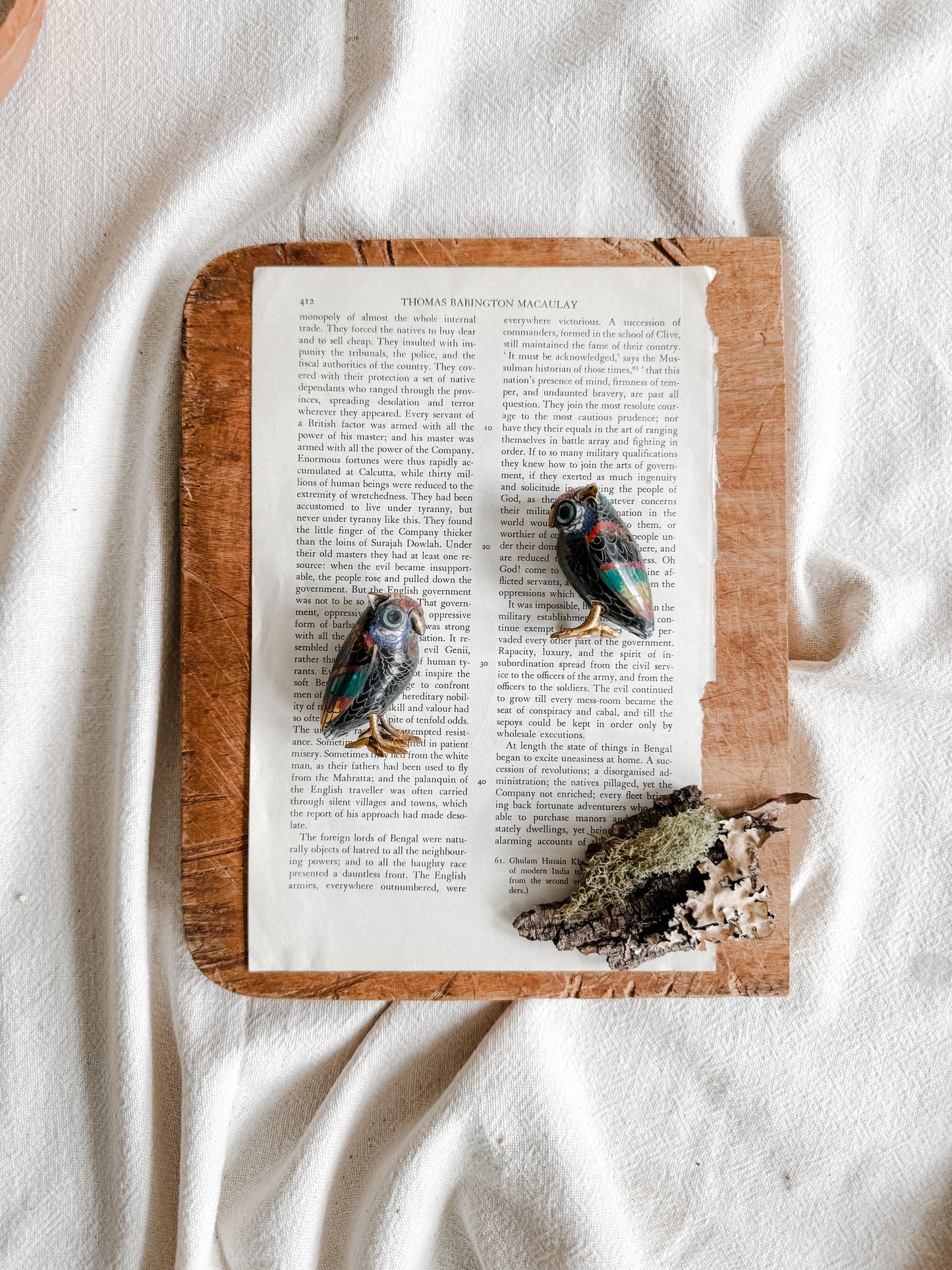 Pair of MCM Cloisonné Owls