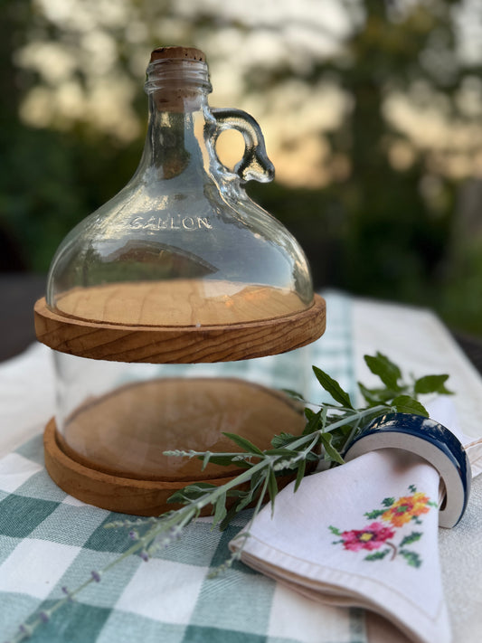Vintage 2 Tiered Half Gallon Bottle Cheese Dome