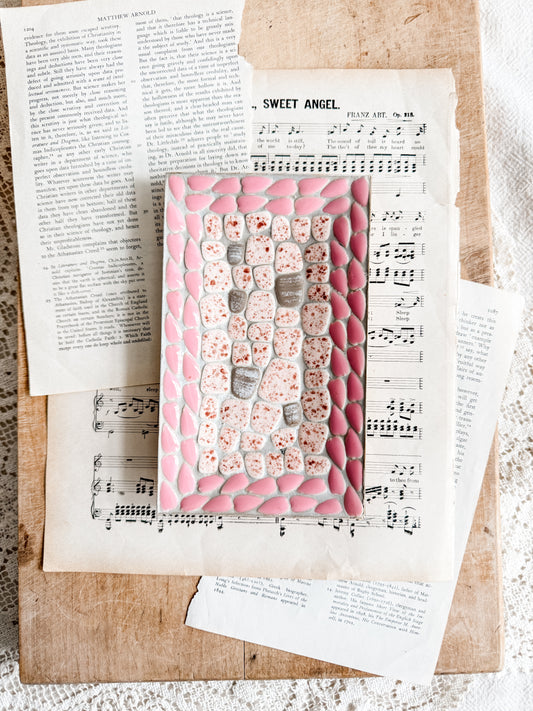 Pink mid-century pebble mosaic tray