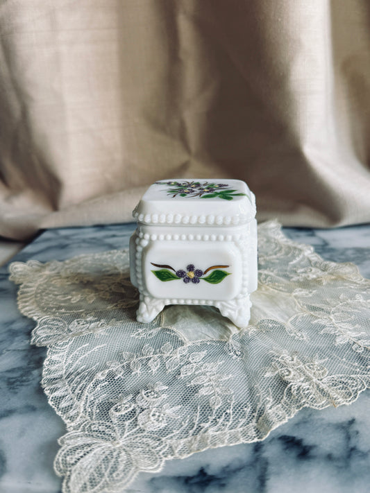 Milk glass trinket box