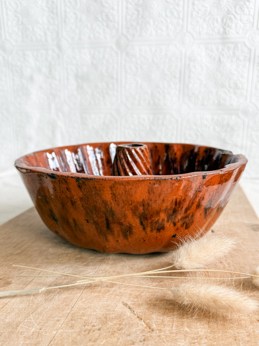 Antique Redware Bundt Pan
