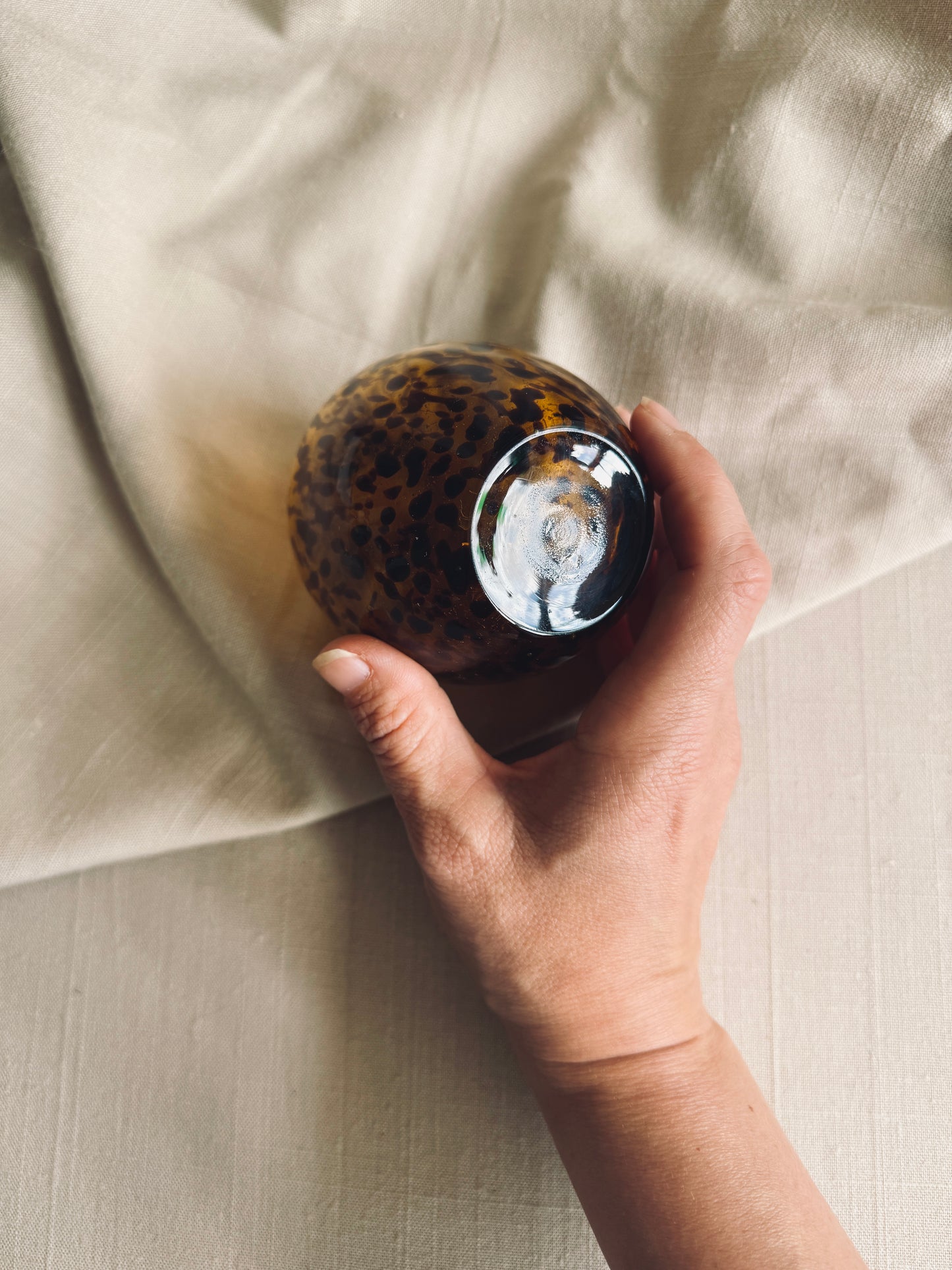 Vintage hand blown glass tortoise shell bud vase