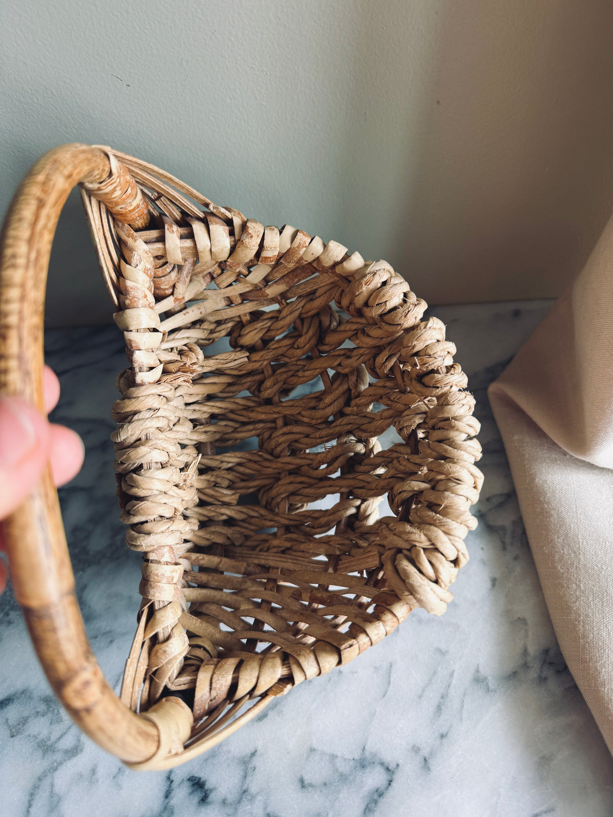 Handmade woven wall basket planter