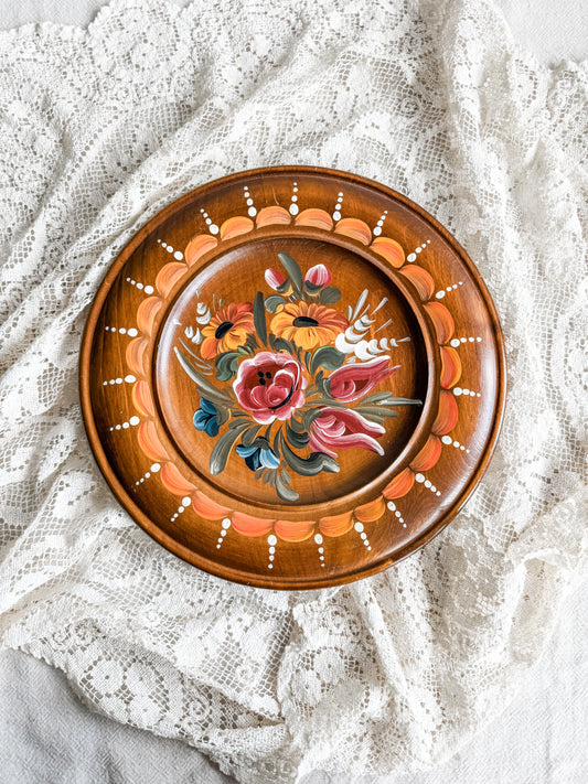 Rosemaling Wooden Plate