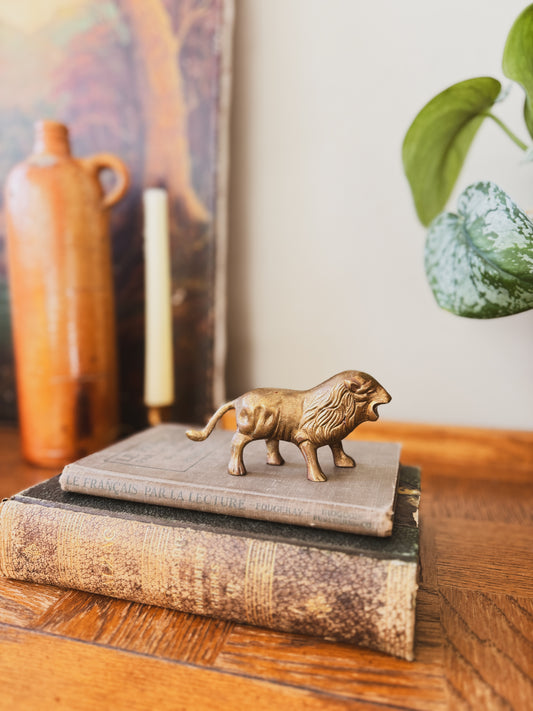 Small vintage brass lion