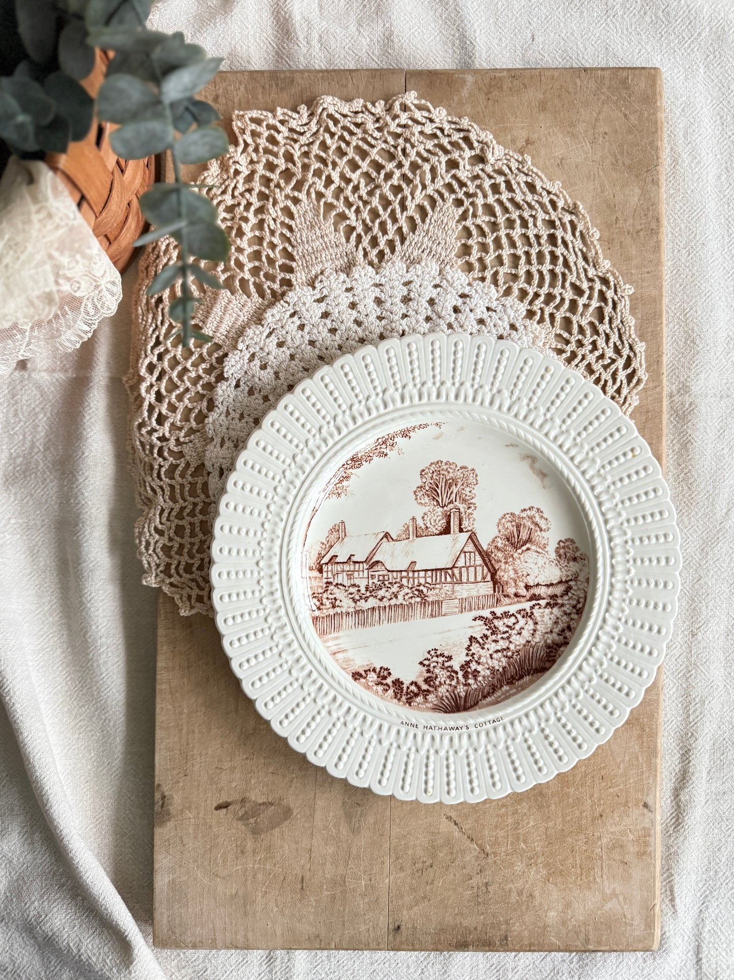 Two Brown Vintage Transferware Plates