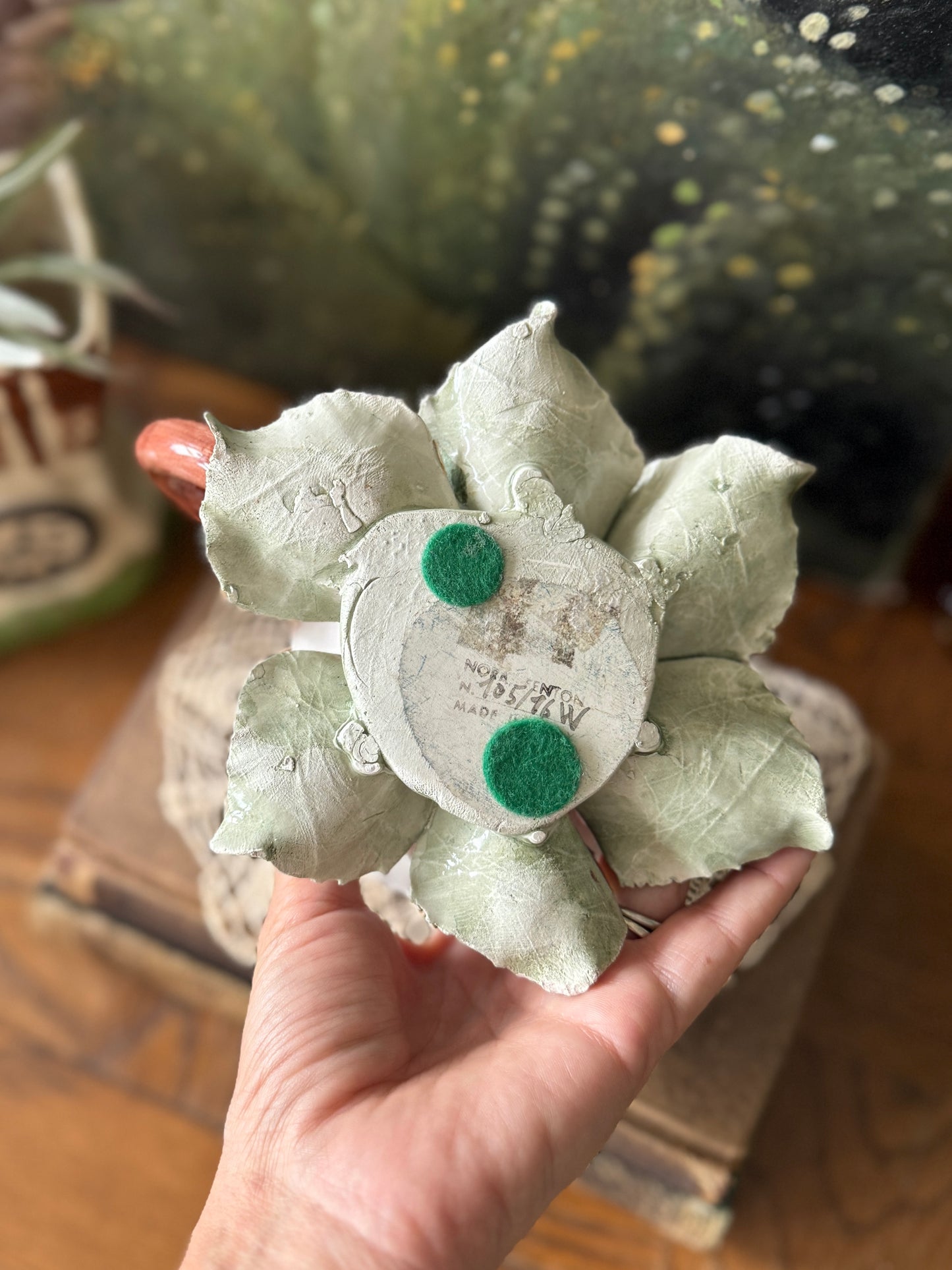 Italian White Rose Capodimonte Candle Holder