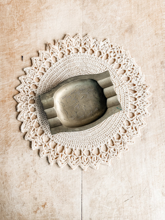 Brass Etched Ashtray or Trinket Dish