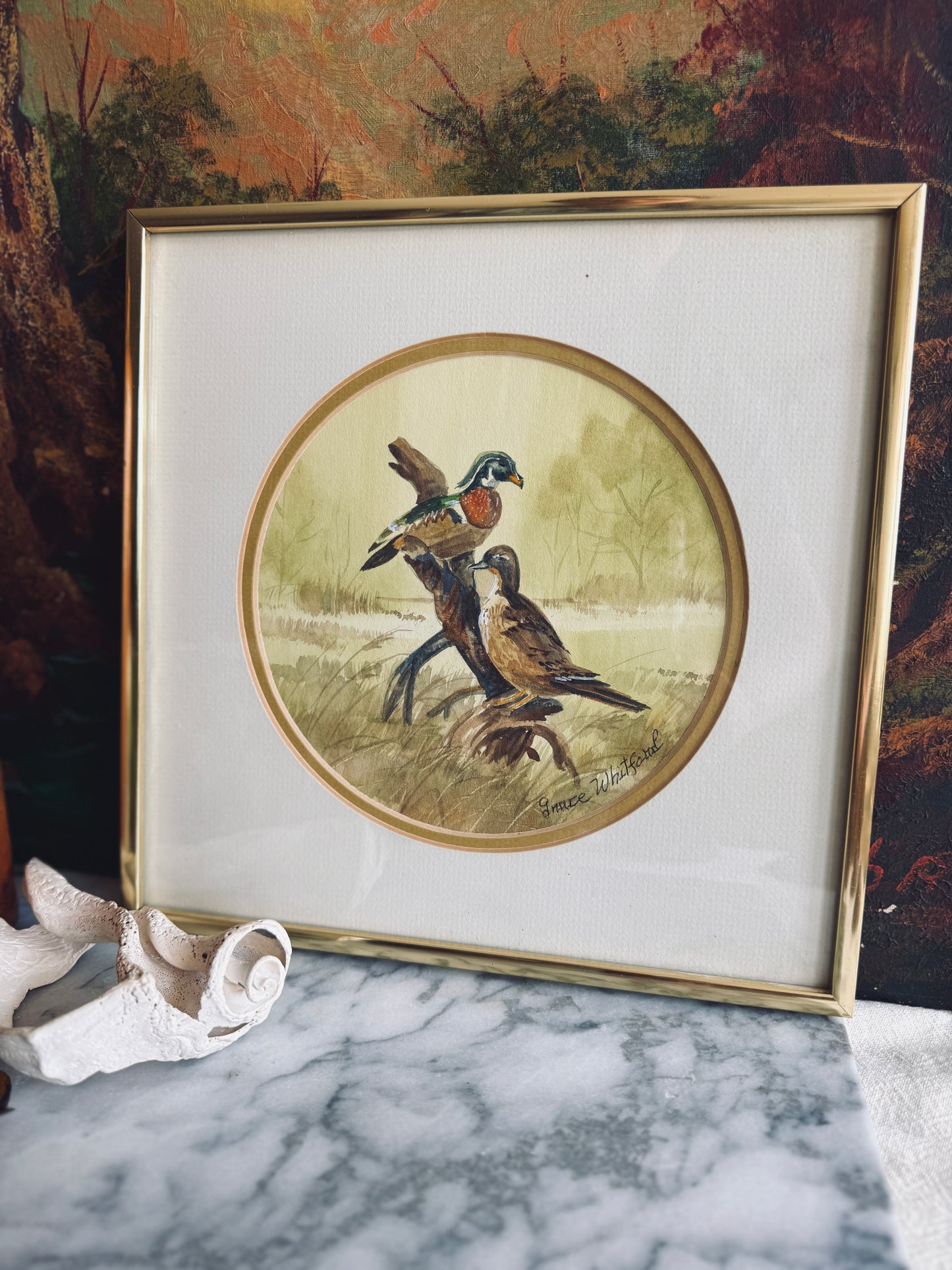 Original watercolor artwork of Wood Ducks