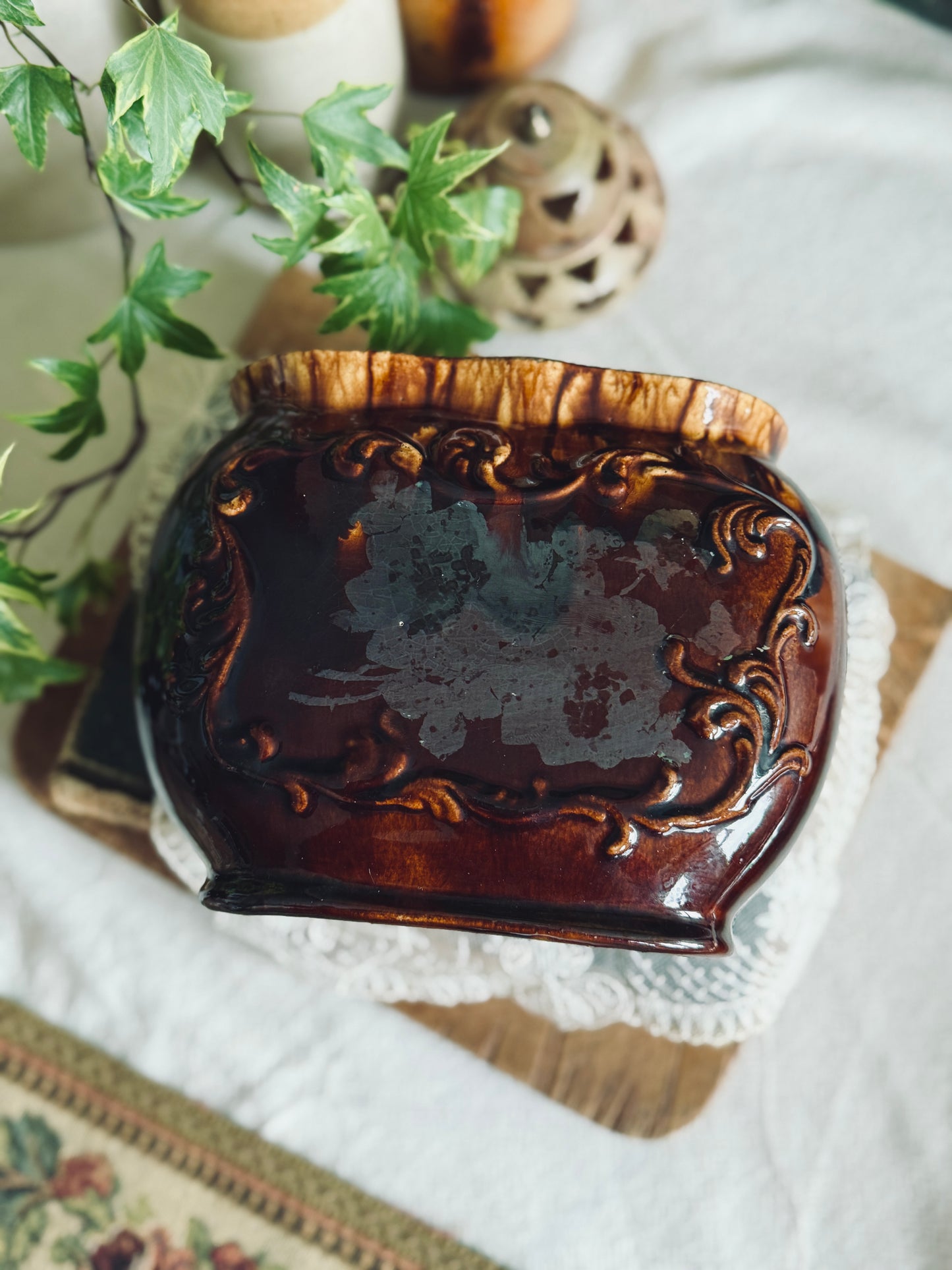 Antique drip glaze jardinière