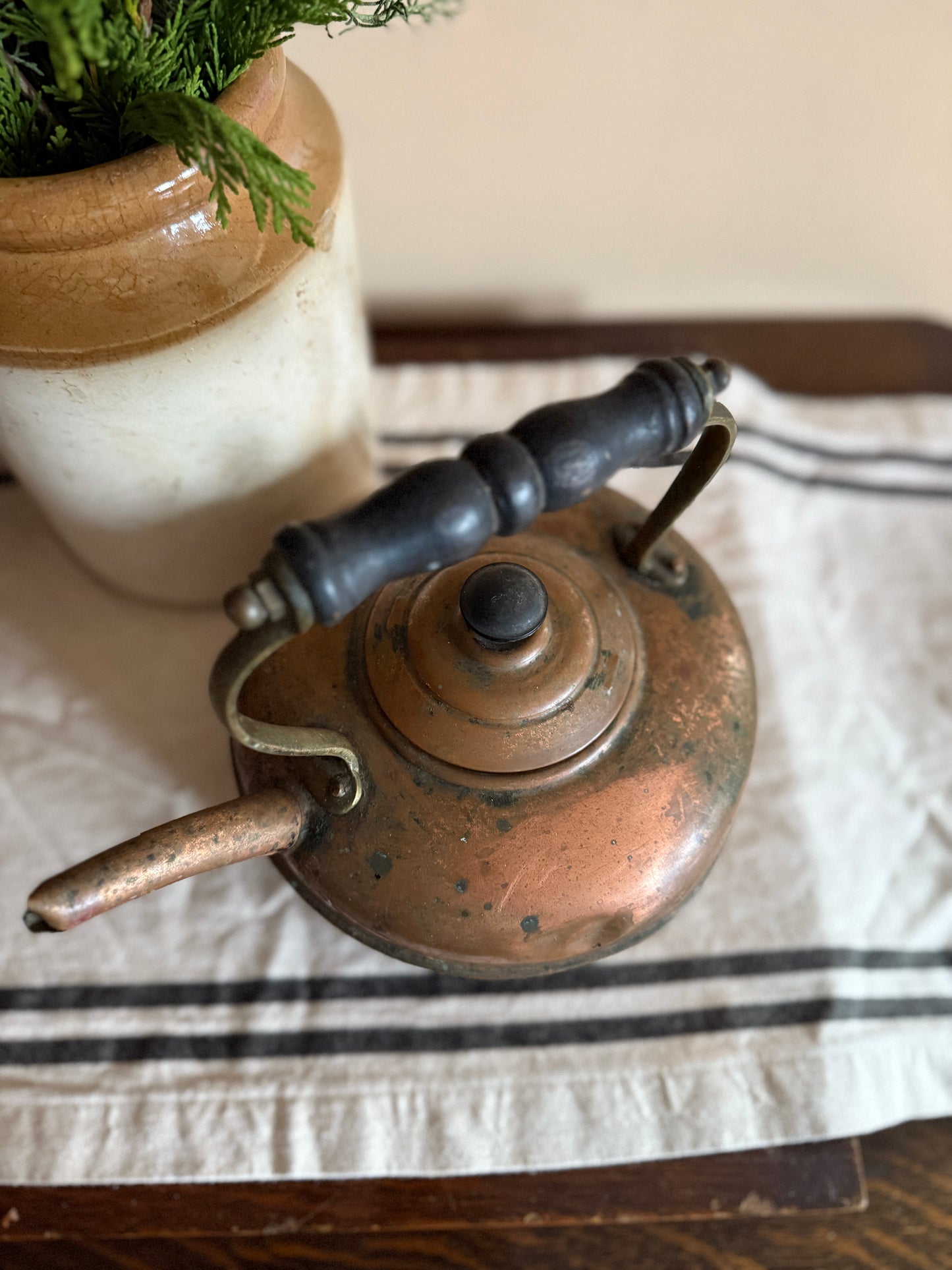 English Copper Tea kettle with Black Handle