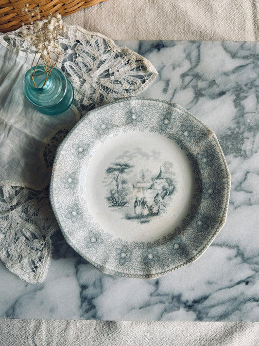 Antique Grey transferware luncheon/dessert plate