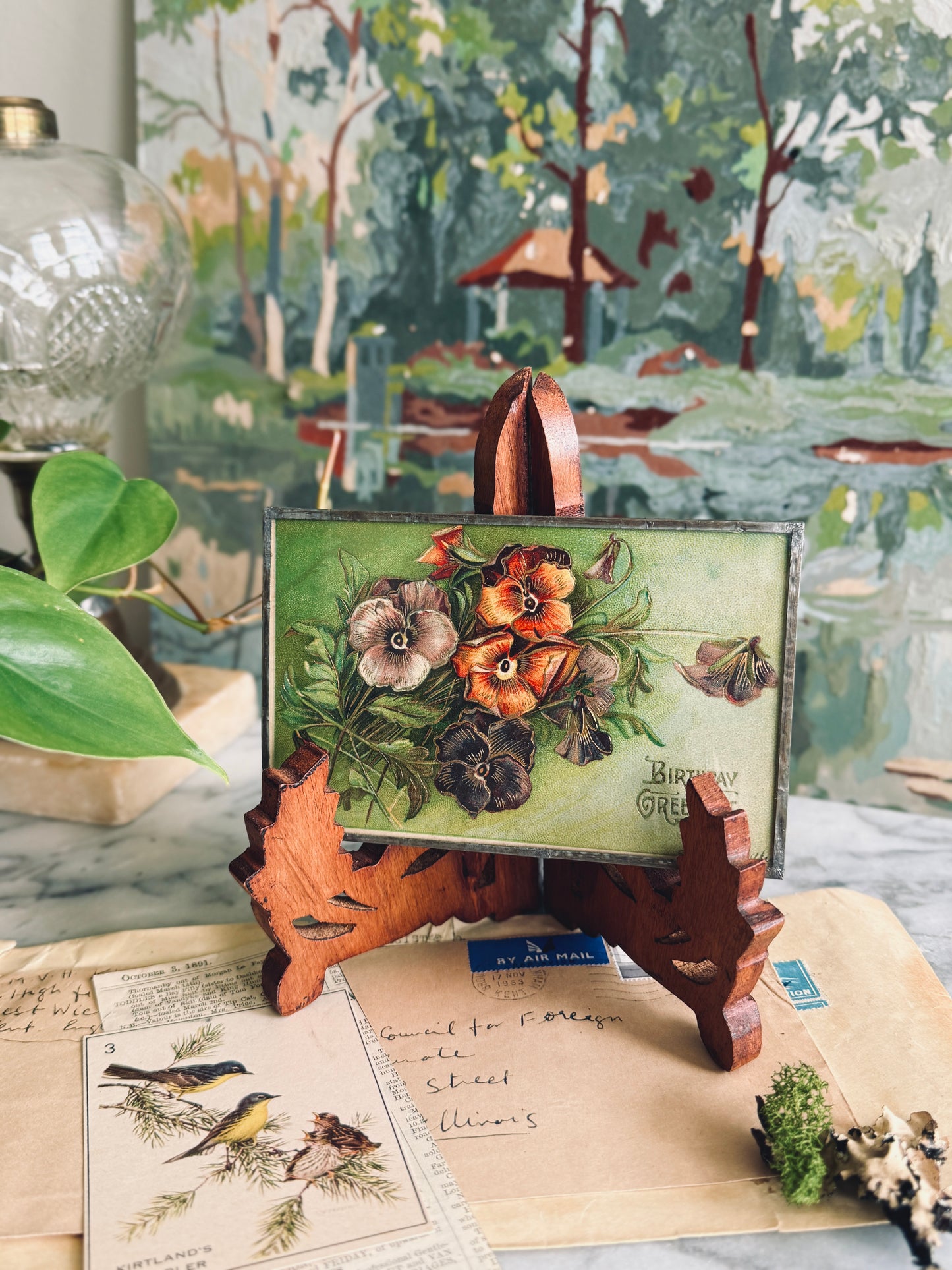 Handcarved easel or plate stand