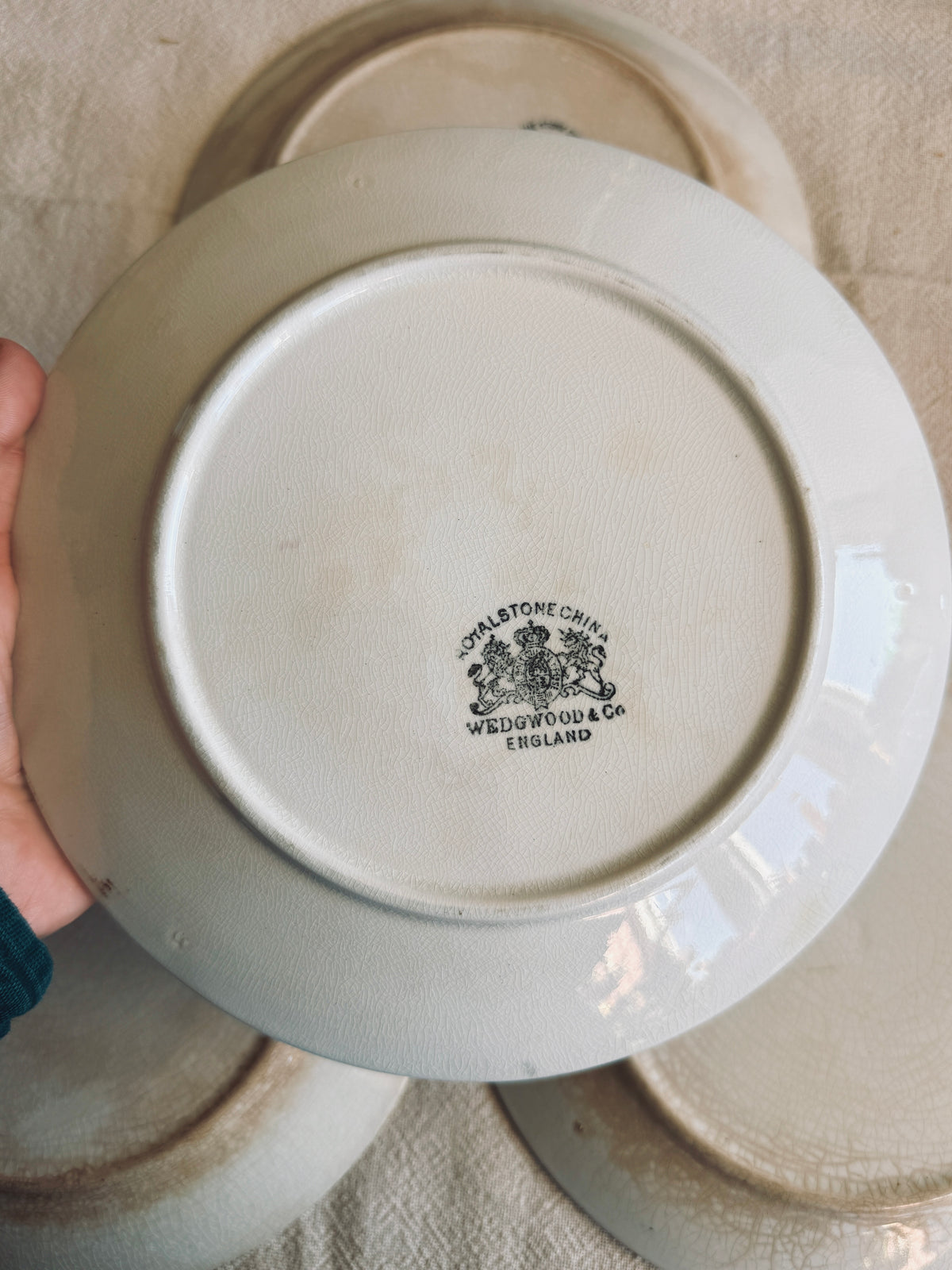 Set of 4 ironstone tea leaf plates