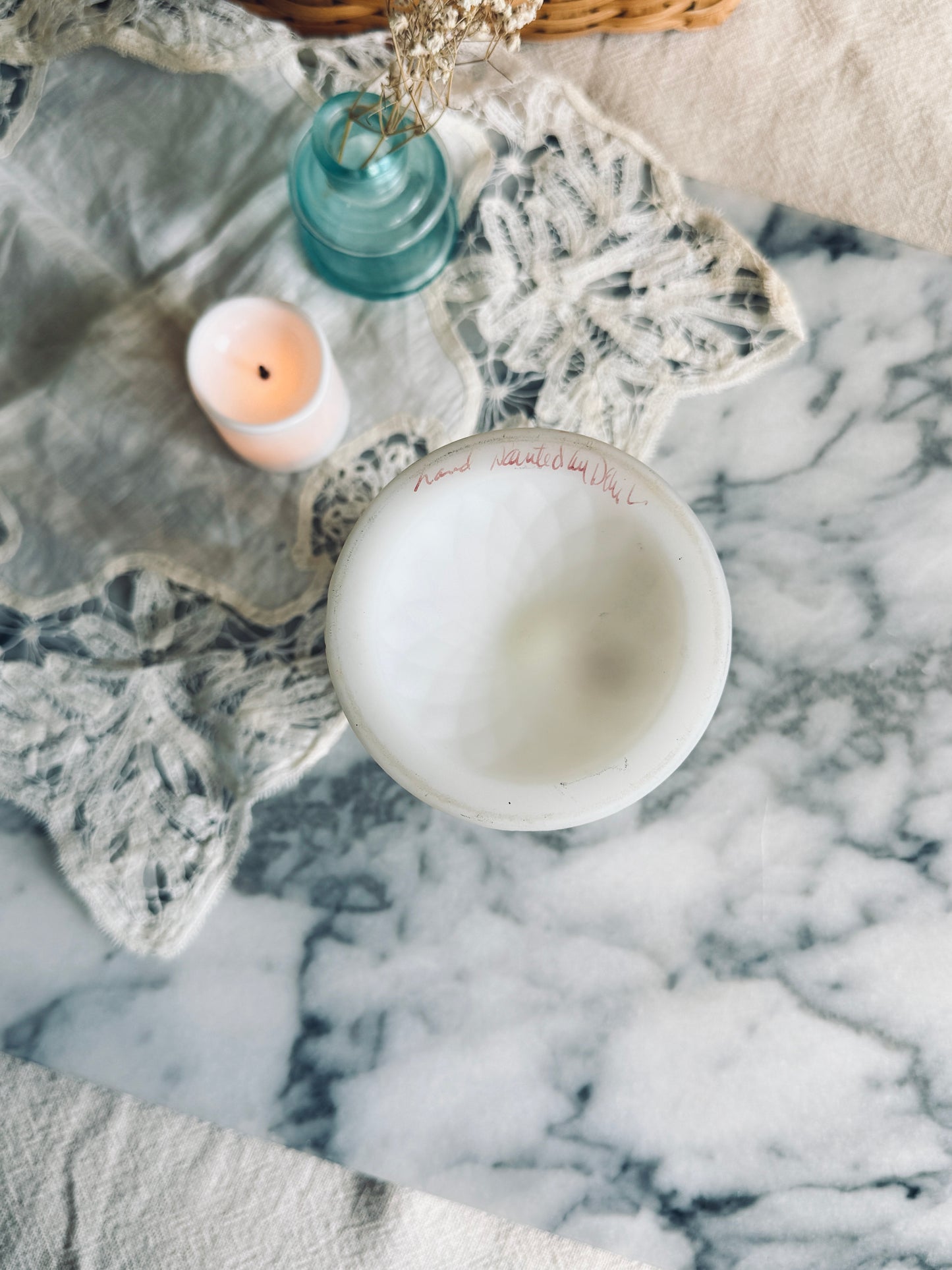 Handpainted Fenton tea light candle holder