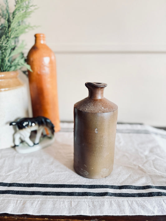 Large Antique Stoneware ink refill bottle with fingerprints in the glaze