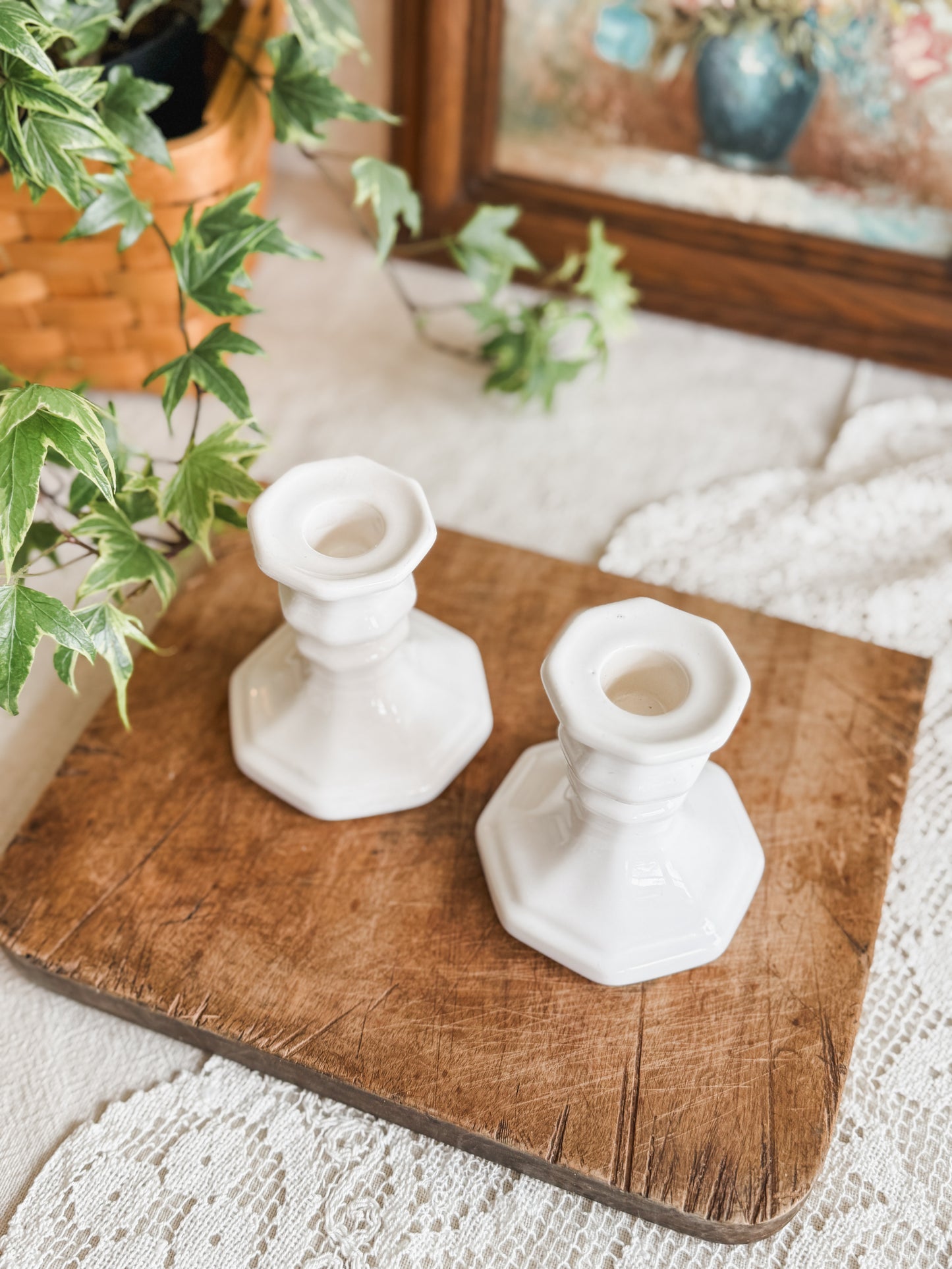 Pfaltzgraff Heritage White Candle Sticks set of 2