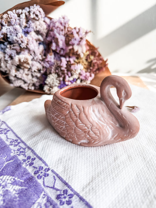 Small Vintage Terracotta Swan Planter