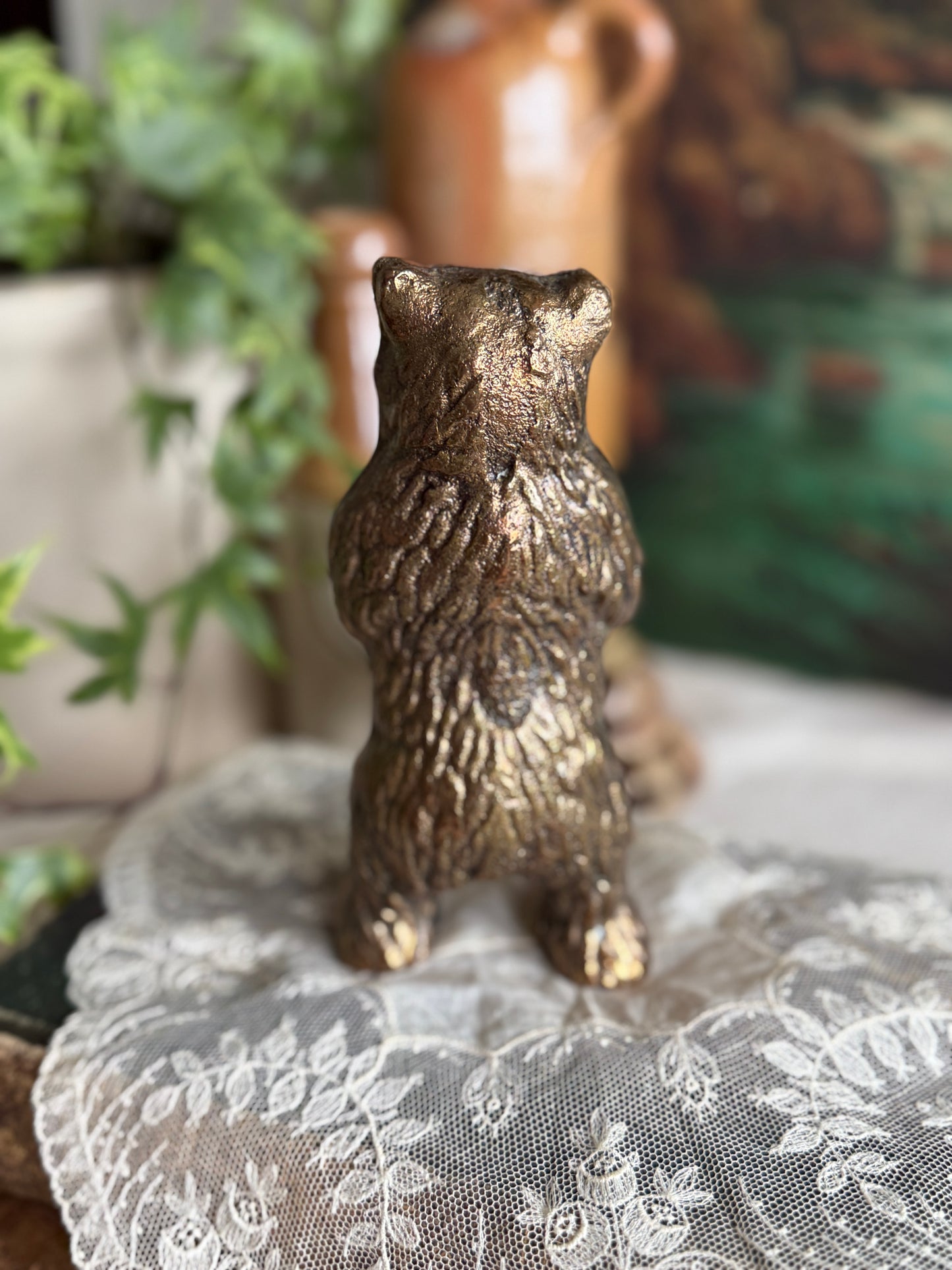 Solid brass cast bear