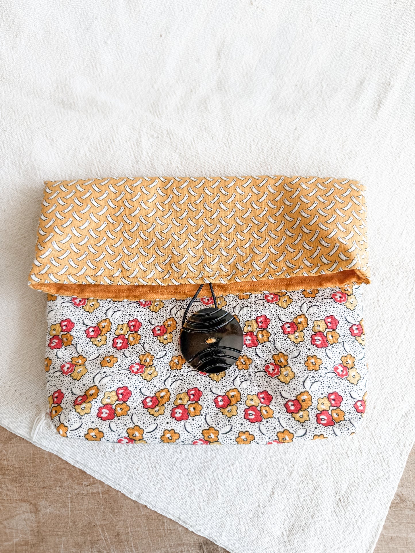 Vintage Fabric Fold Over Clutch Pouch