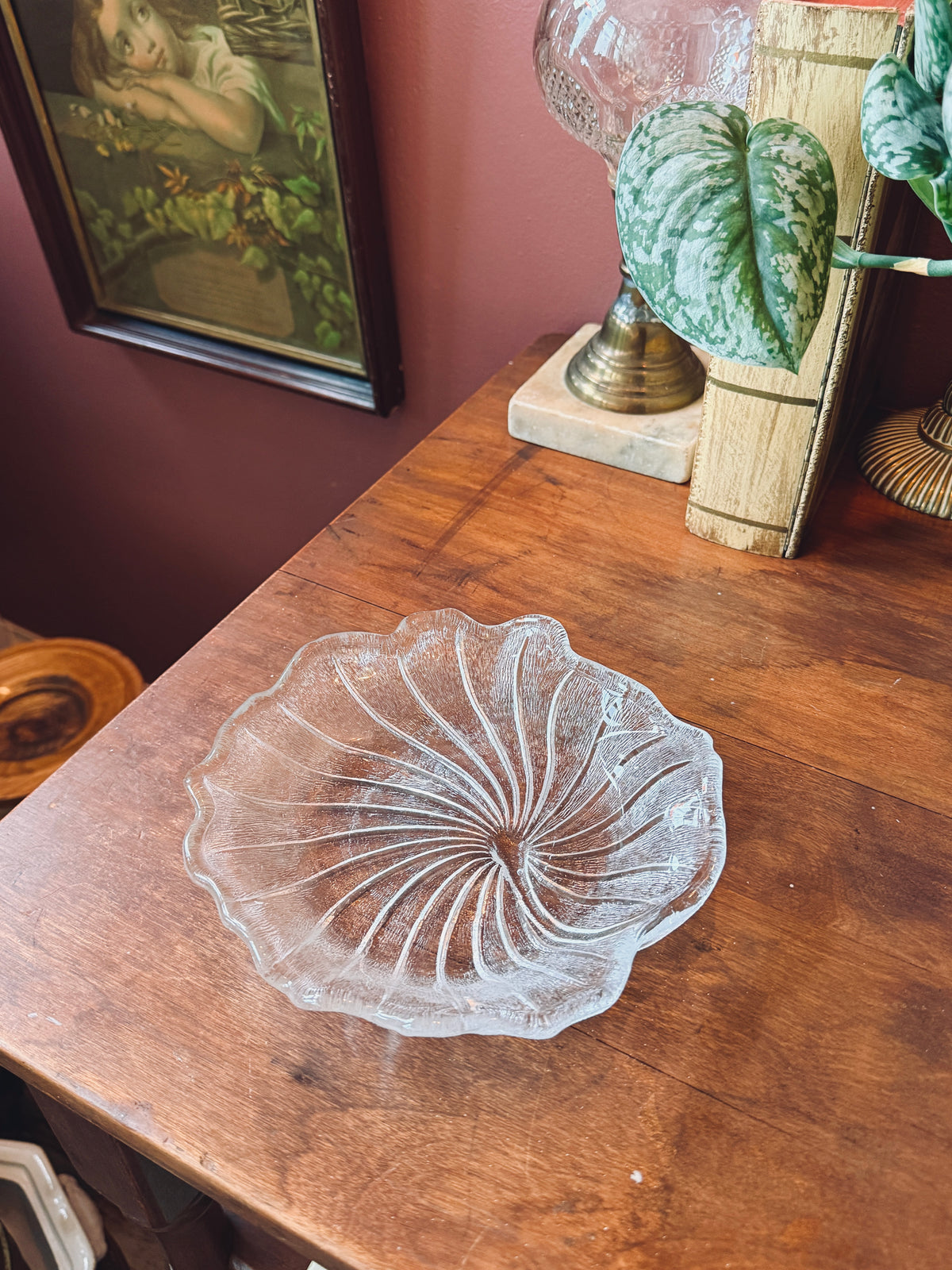 Vintage morning glory glass dish