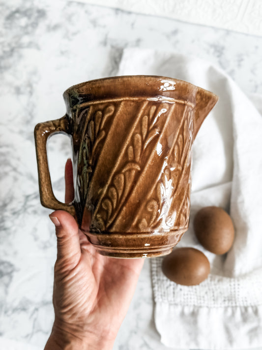 Small Stoneware USA pitcher, light brown