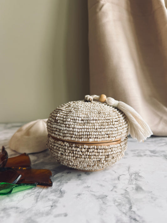 Small Beaded basket with lid