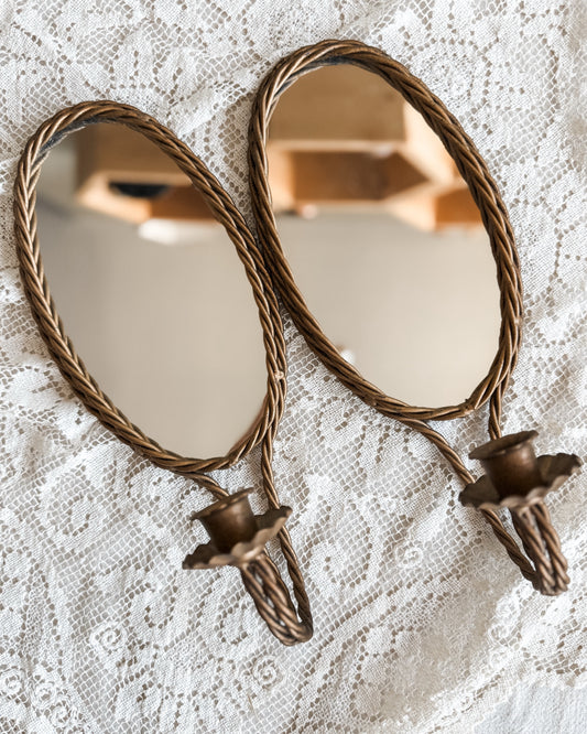 Vintage gold/brass like metal rope mirror wall sconces