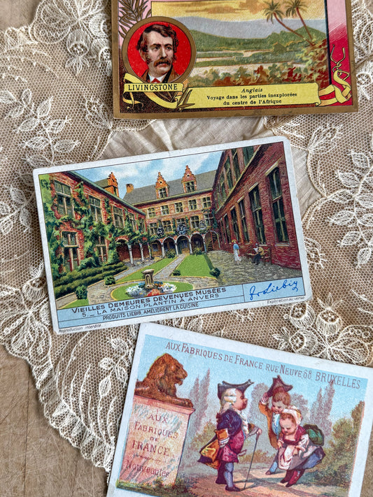 Three Antique Victorian French Advertising Cards