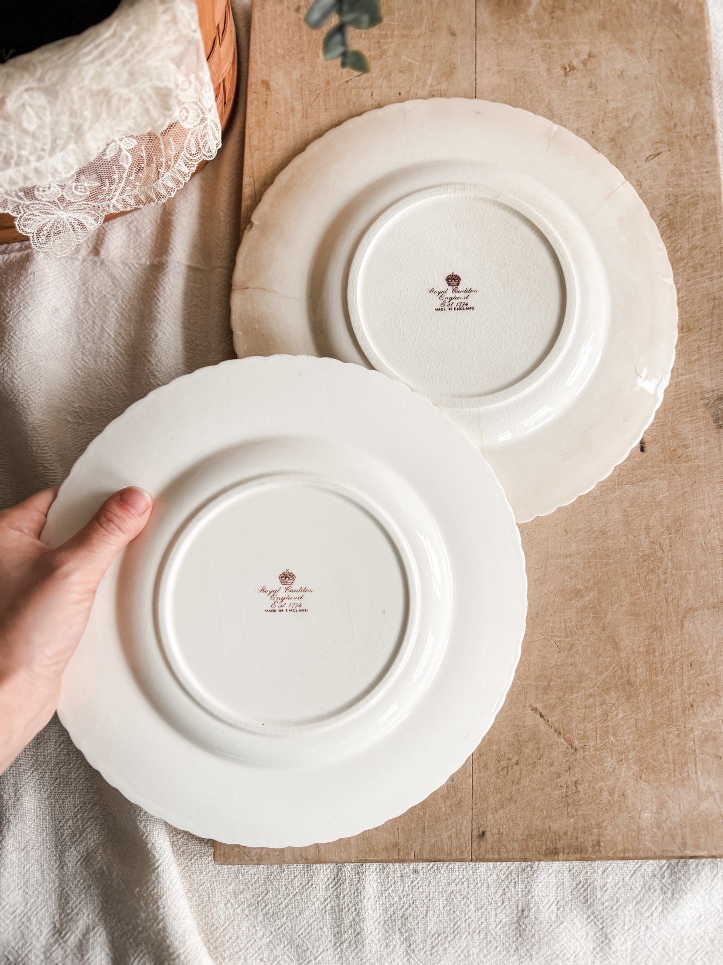 Two Brown Vintage Transferware Plates