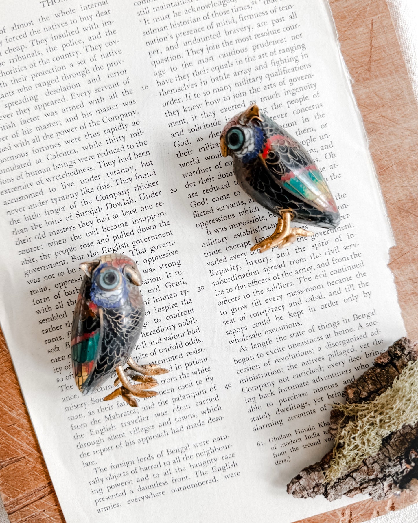 Pair of MCM Cloisonné Owls