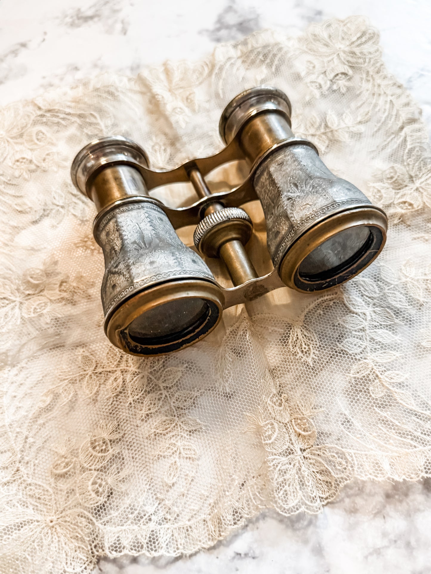 Antique Pewter and Brass Opera Glasses