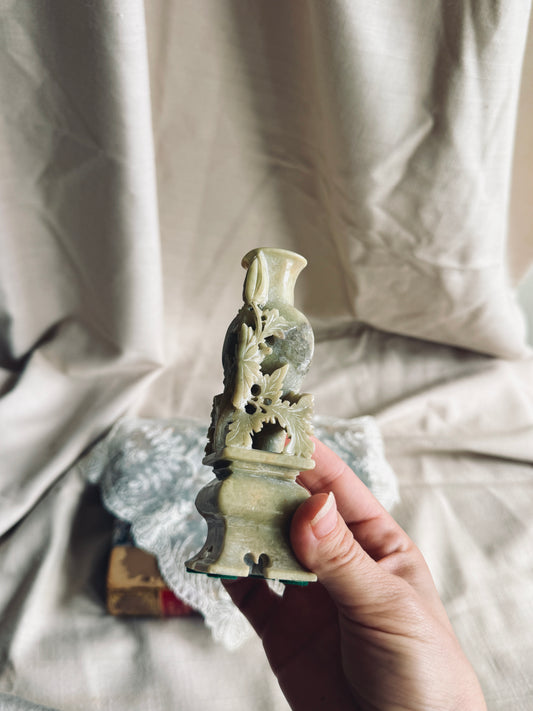 Handcarved Chinese soapstone budvase