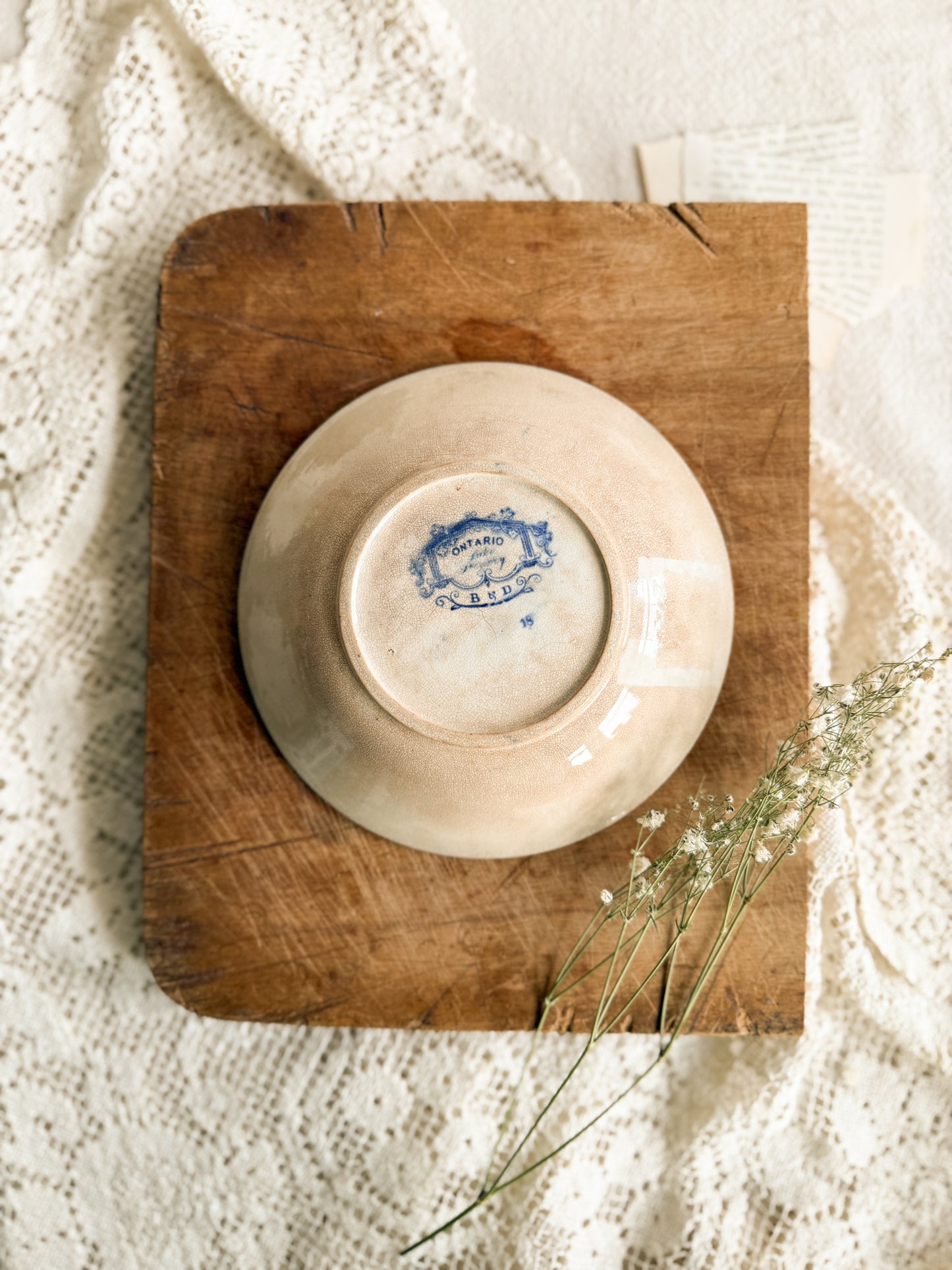 Antique “Ontario Lake” blue Transferware Saucer