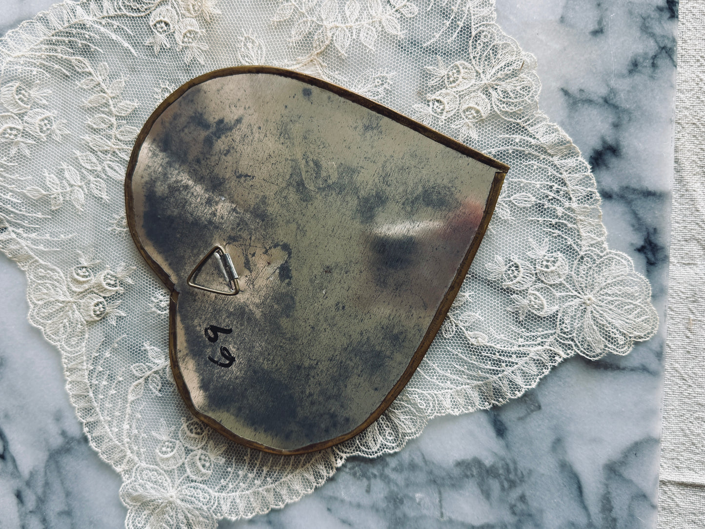 Copper heart mirror
