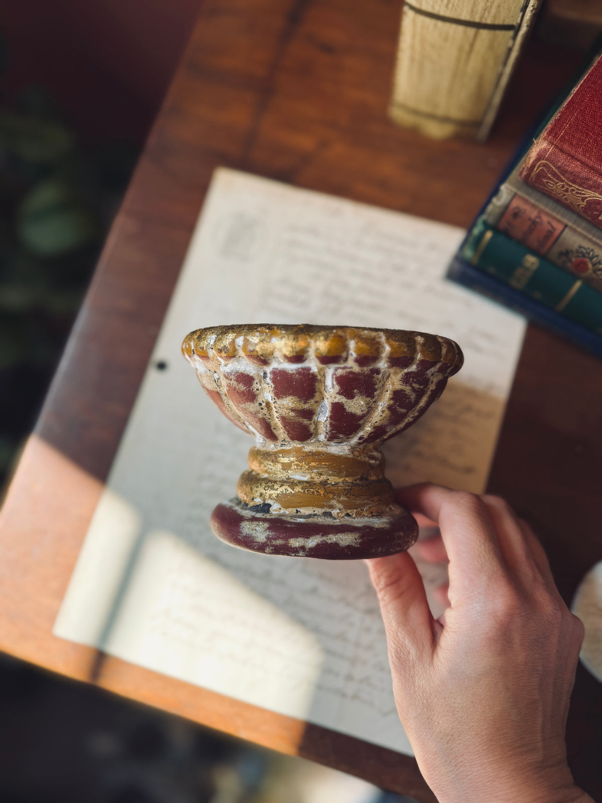 Chalkware Mexican candle holder or pedestal