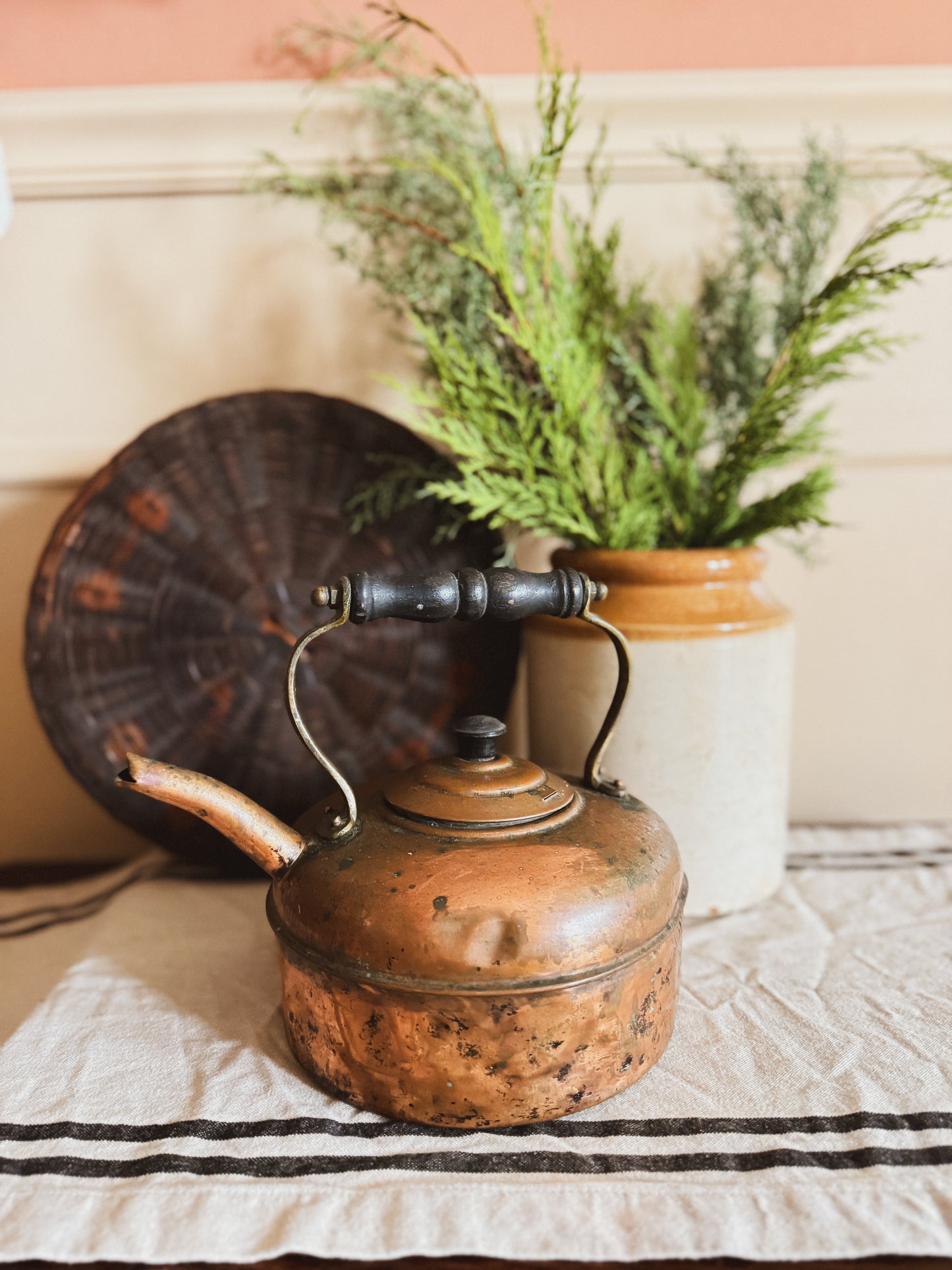 English Copper Tea kettle with Black Handle